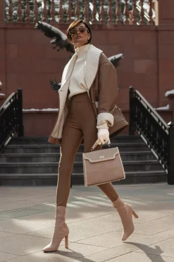 Tan Presley Faux Leather Coat*JLUXLABEL Online