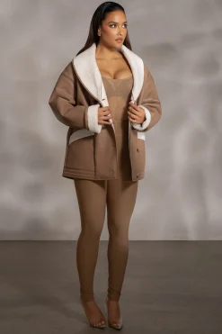 Tan Presley Faux Leather Coat*JLUXLABEL Online