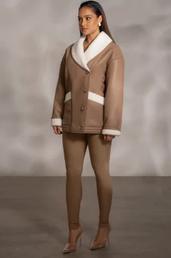 Tan Presley Faux Leather Coat*JLUXLABEL Online