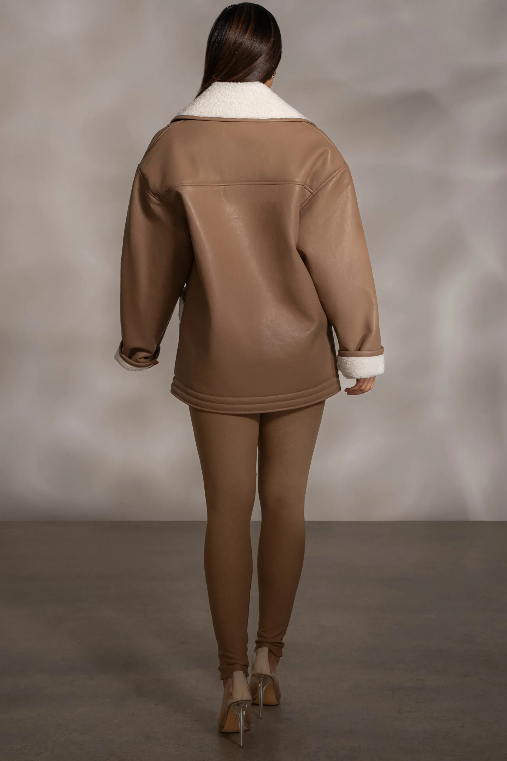 Tan Presley Faux Leather Coat*JLUXLABEL Online