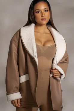 Tan Presley Faux Leather Coat*JLUXLABEL Online