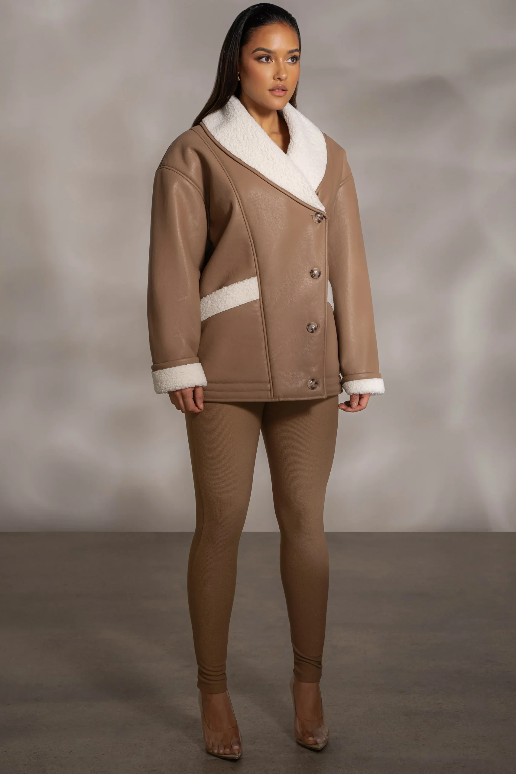 Tan Presley Faux Leather Coat*JLUXLABEL Online