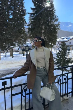 Tan Presley Faux Leather Coat*JLUXLABEL Online