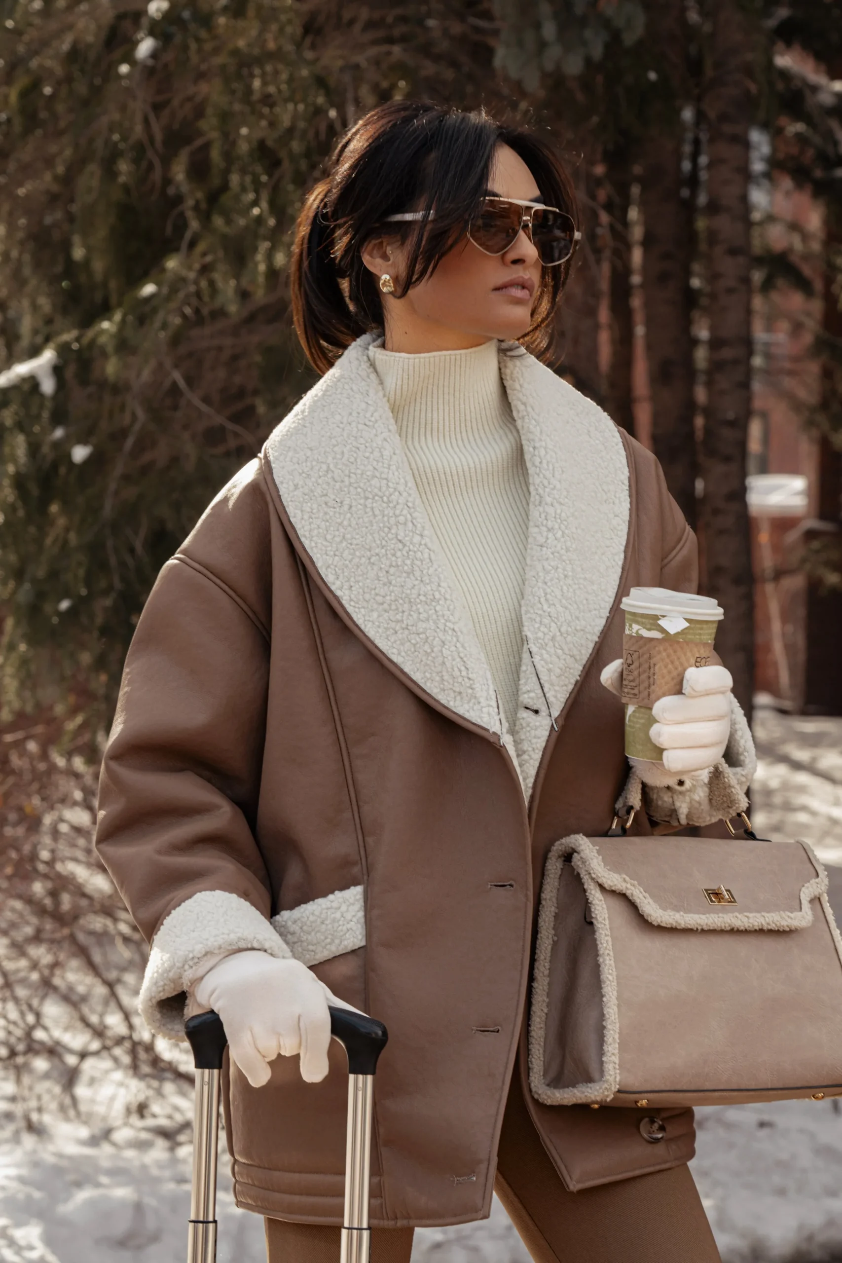 Tan Presley Faux Leather Coat*JLUXLABEL Online