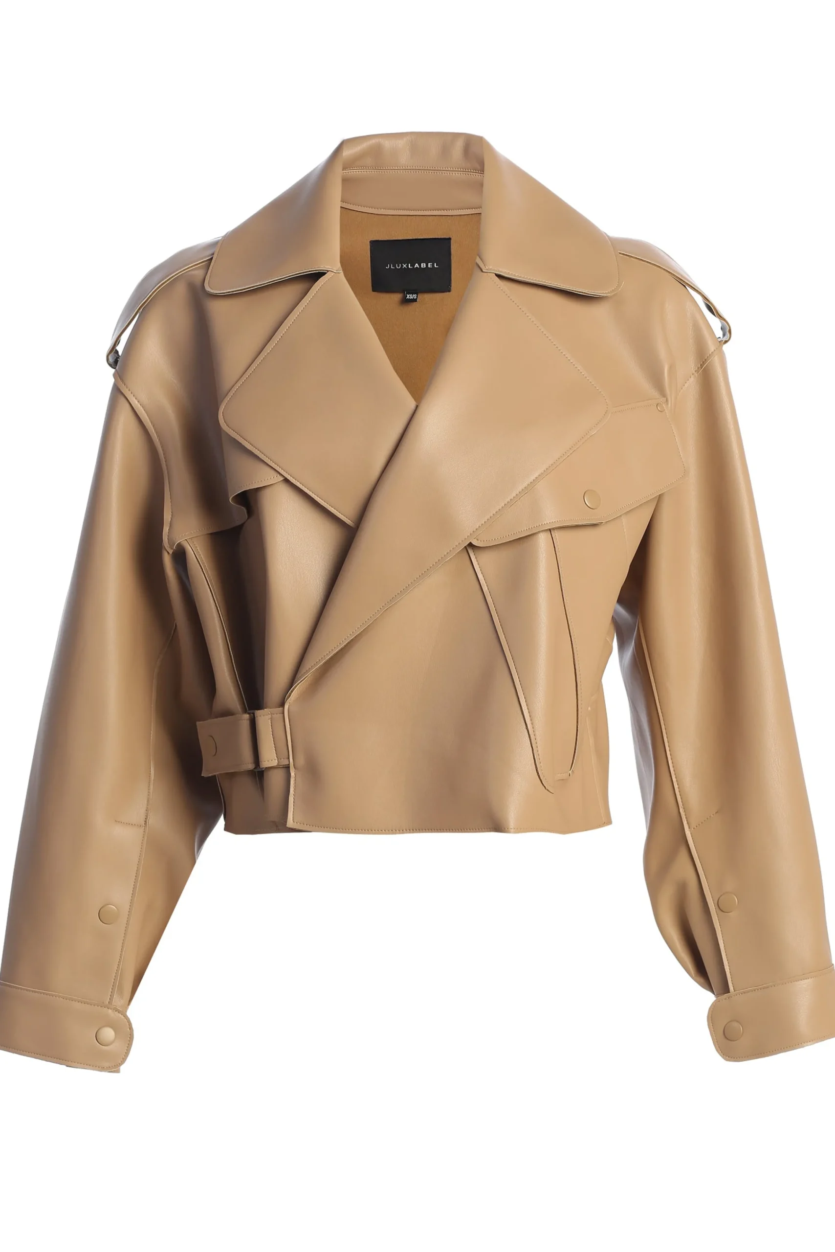 Tan Raja Faux Leather Jacket*JLUXLABEL Clearance