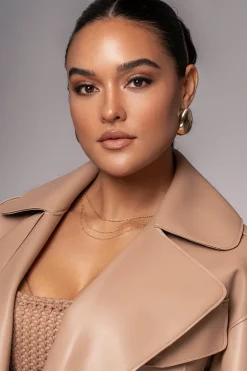 Tan Raja Faux Leather Jacket*JLUXLABEL Clearance