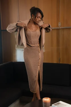 Tan Raja Faux Leather Jacket*JLUXLABEL Clearance