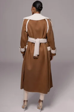 Tan Suede And Sherpa Reversible Coat*JLUXLABEL New