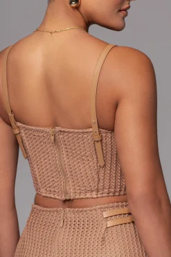 Tan Textured Harley Corset Top*JLUXLABEL Sale