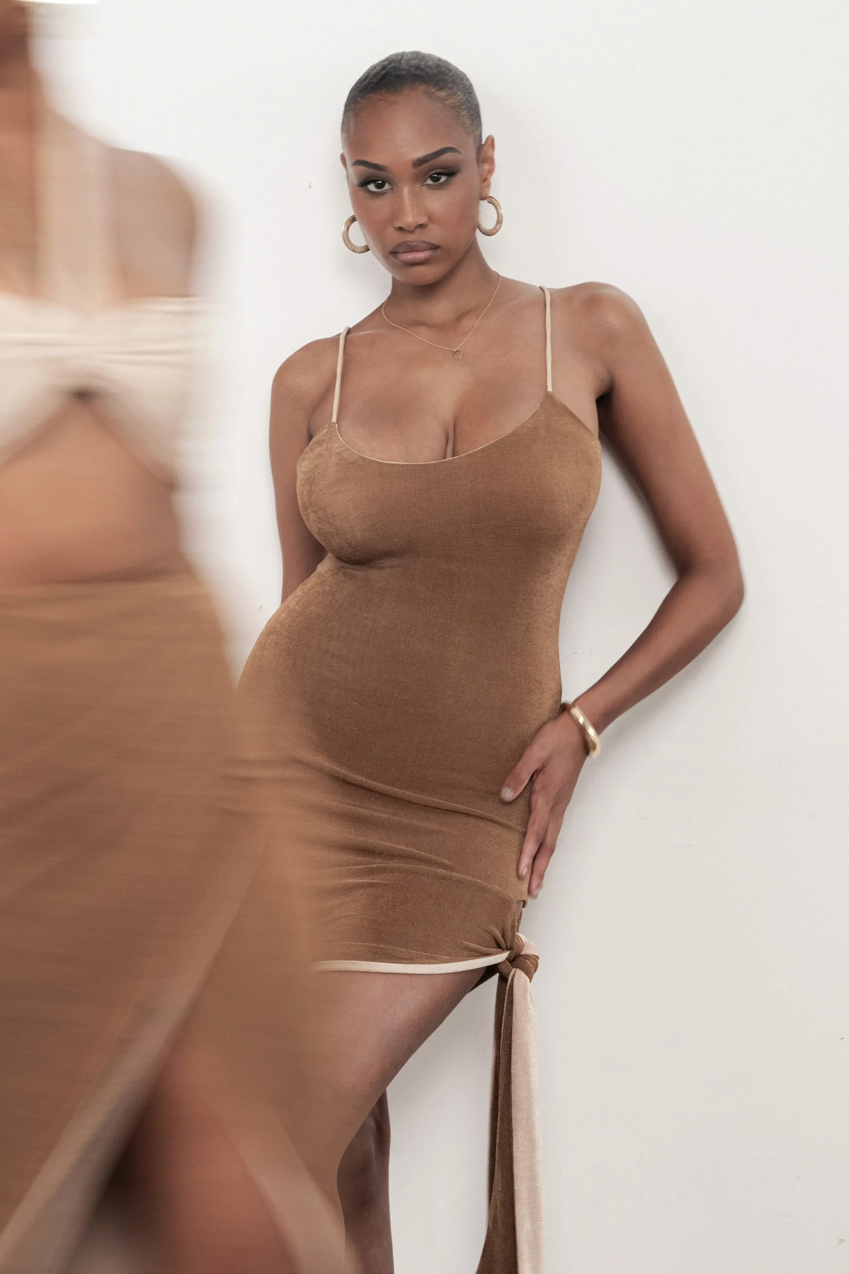 Tan/Beige Mirage Reversible Mini Dress*JLUXLABEL Clearance
