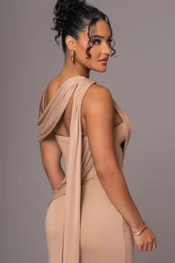Taupe Grand Entrance Drape Dress*JLUXLABEL Hot