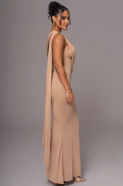Taupe Grand Entrance Drape Dress*JLUXLABEL Hot