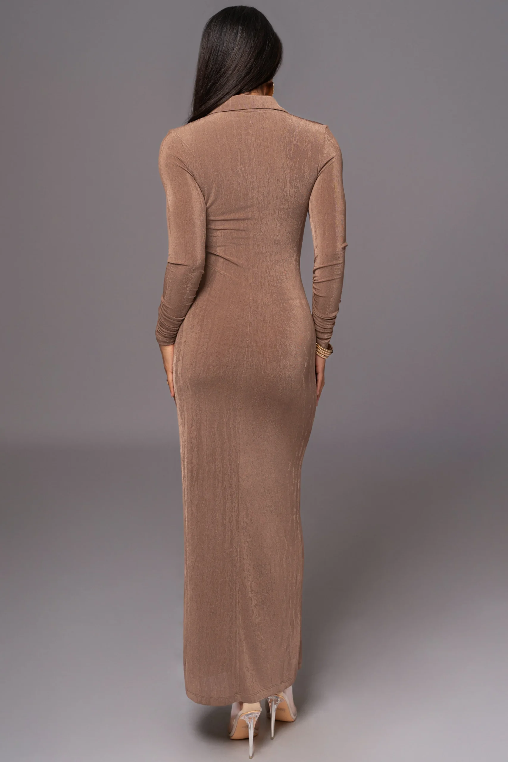 Taupe Zahra Button Front Maxi Dress*JLUXLABEL Outlet