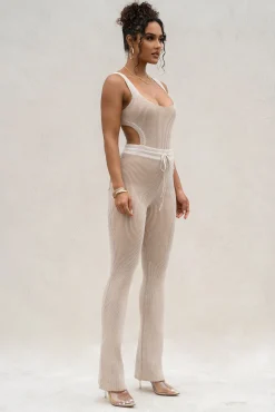 Taupe/White Faya Ribbed Pants*JLUXLABEL Discount