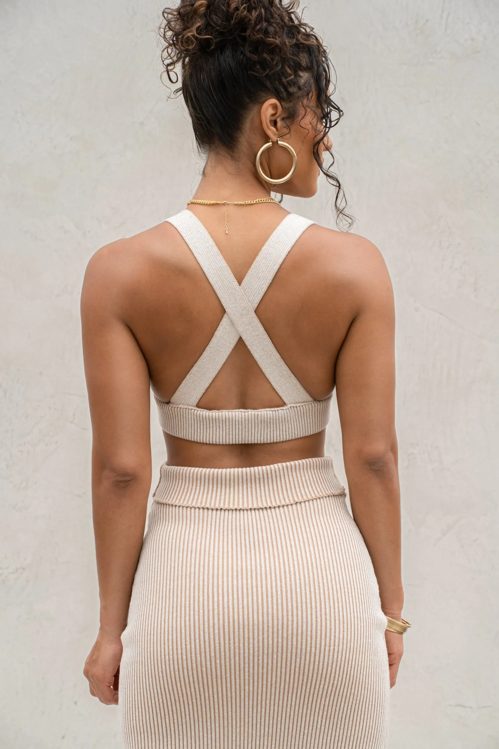 Taupe/White Jodie Ribbed Top*JLUXLABEL Sale