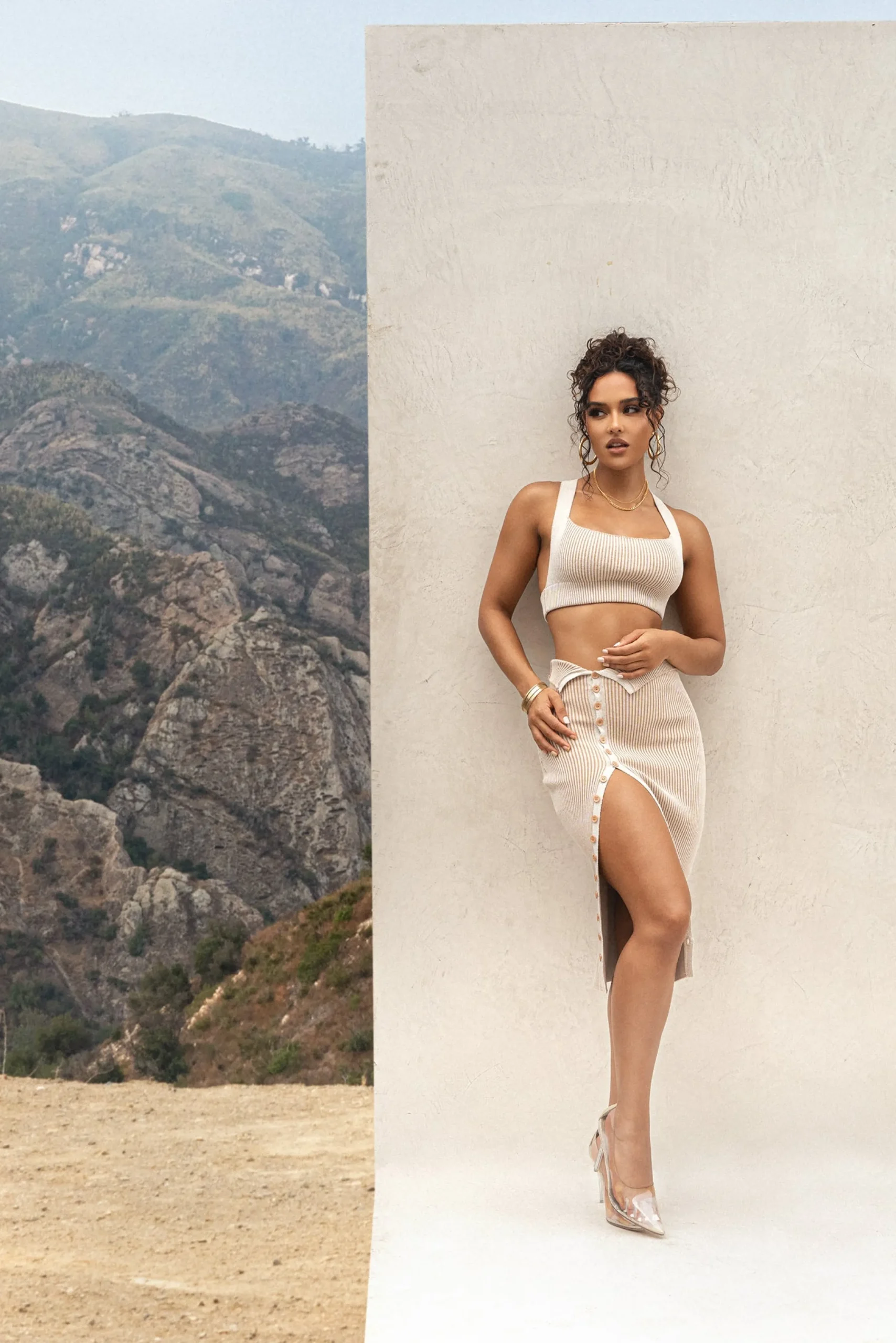 Taupe/White Over The Top Skirt*JLUXLABEL Discount