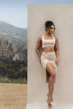 Taupe/White Over The Top Skirt*JLUXLABEL Discount