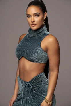 Teal Chosen One Velvet Skirt Set*JLUXLABEL Outlet