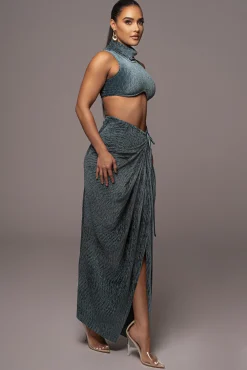 Teal Chosen One Velvet Skirt Set*JLUXLABEL Outlet