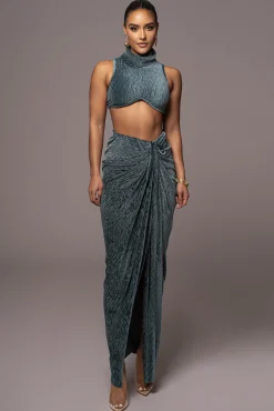 Teal Chosen One Velvet Skirt Set*JLUXLABEL Outlet