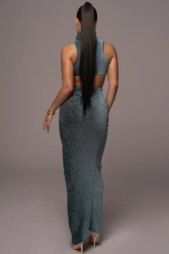 Teal Chosen One Velvet Skirt Set*JLUXLABEL Outlet