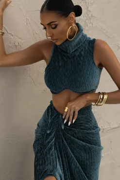 Teal Chosen One Velvet Skirt Set*JLUXLABEL Outlet