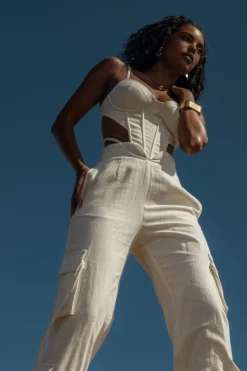 White Better Half Linen Utility Pants*JLUXLABEL Fashion