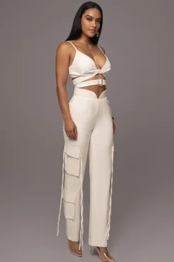 White Better Half Linen Utility Pants*JLUXLABEL Fashion