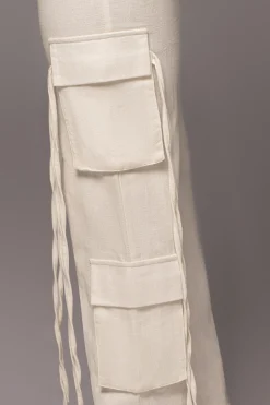 White Better Half Linen Utility Pants*JLUXLABEL Fashion