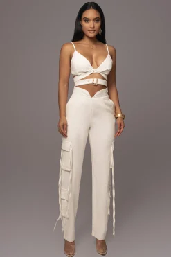 White Better Half Linen Utility Pants*JLUXLABEL Fashion