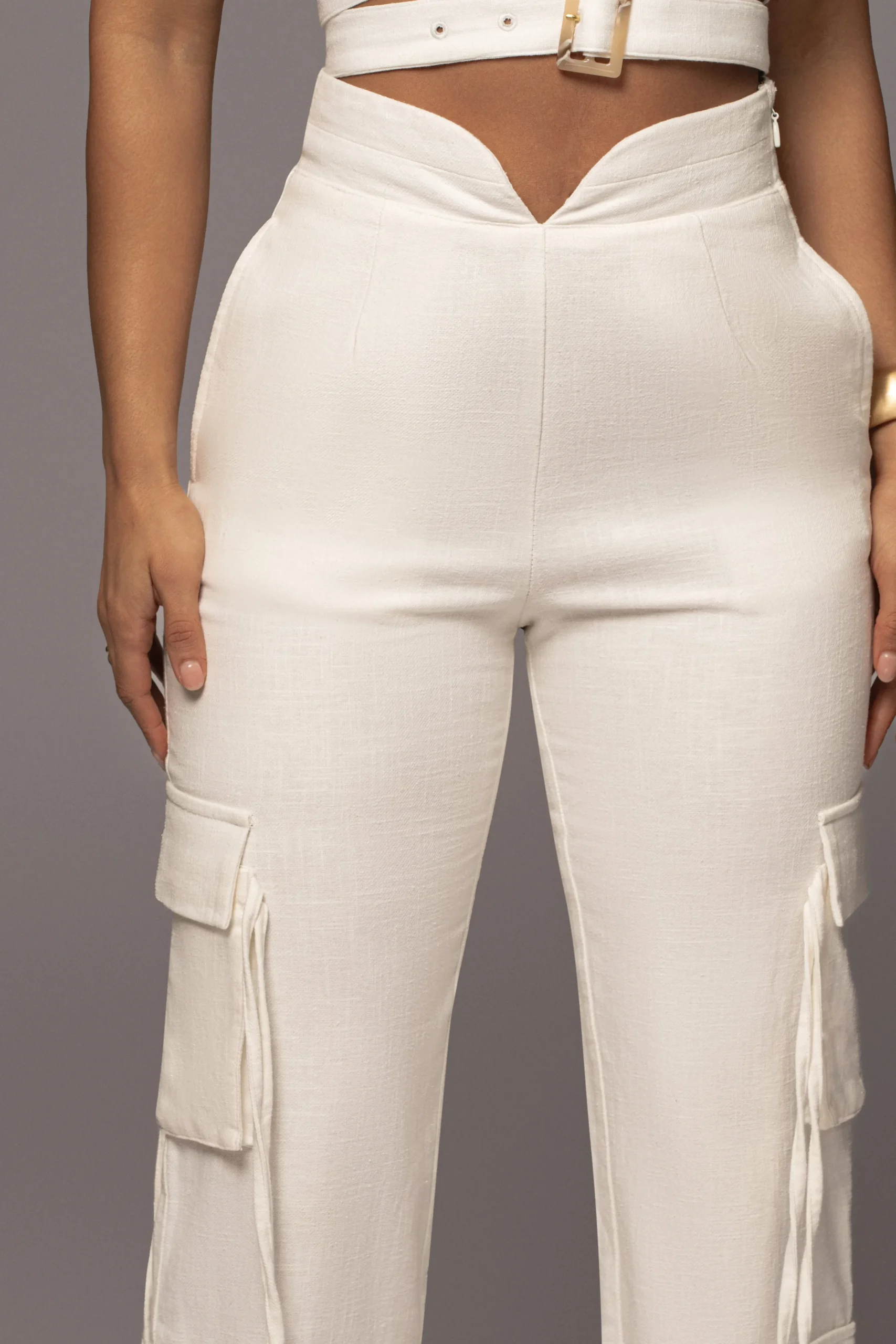 White Better Half Linen Utility Pants*JLUXLABEL Fashion