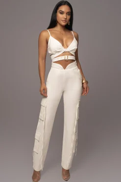 White Better Half Linen Utility Pants*JLUXLABEL Fashion