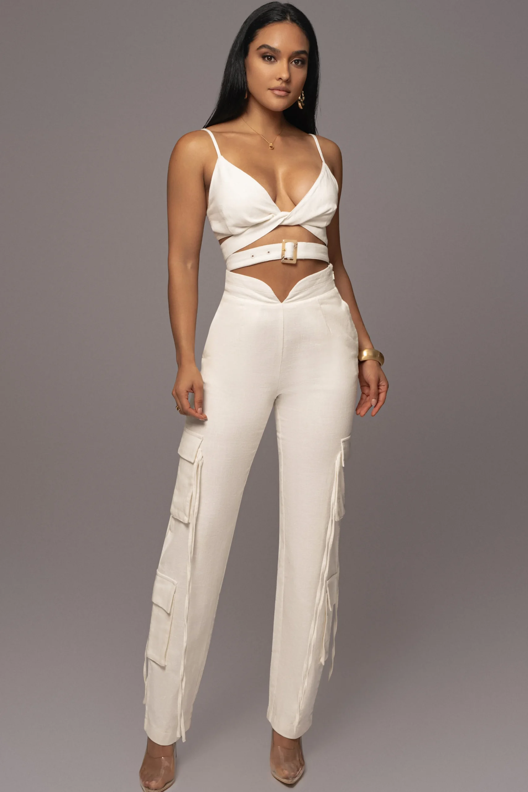 White Better Half Linen Utility Pants*JLUXLABEL Fashion