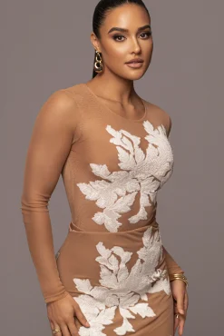 White Charmed Embroidered Mesh Bodysuit*JLUXLABEL Clearance