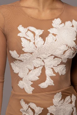 White Charmed Embroidered Mesh Bodysuit*JLUXLABEL Clearance