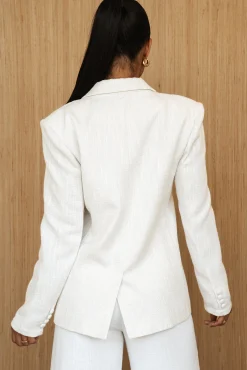 White Cyra Tailored Linen Blazer*JLUXLABEL Best