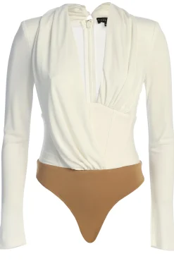 White Drape Corset Bodysuit*JLUXLABEL Fashion