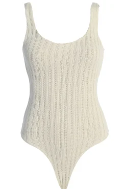 White Luz Rib Knit Bodysuit*JLUXLABEL Fashion