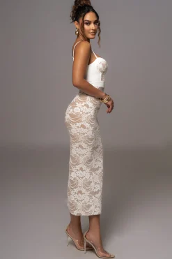 White Mesh and Lace Bustier Midi Dress*JLUXLABEL Discount