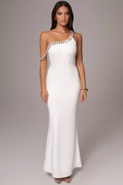 White Monette Asymmetric Dress*JLUXLABEL New