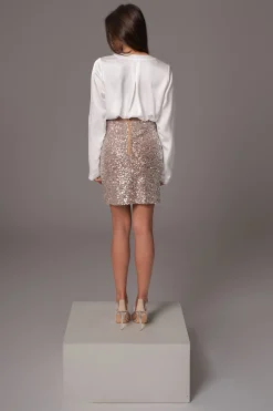 White Satin Draped Top*JLUXLABEL Best