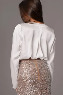 White Satin Draped Top*JLUXLABEL Best