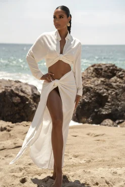 White SAYLOR LINEN SARONG*JLUXLABEL Hot