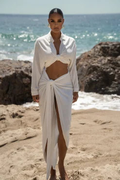 White SAYLOR LINEN SARONG*JLUXLABEL Hot