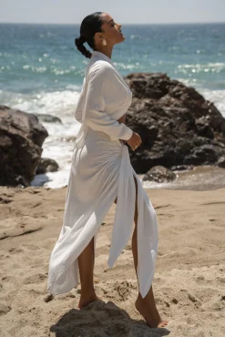 White SAYLOR LINEN SARONG*JLUXLABEL Hot