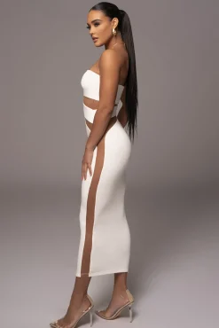 White Unpredictable Midi Dress*JLUXLABEL Outlet