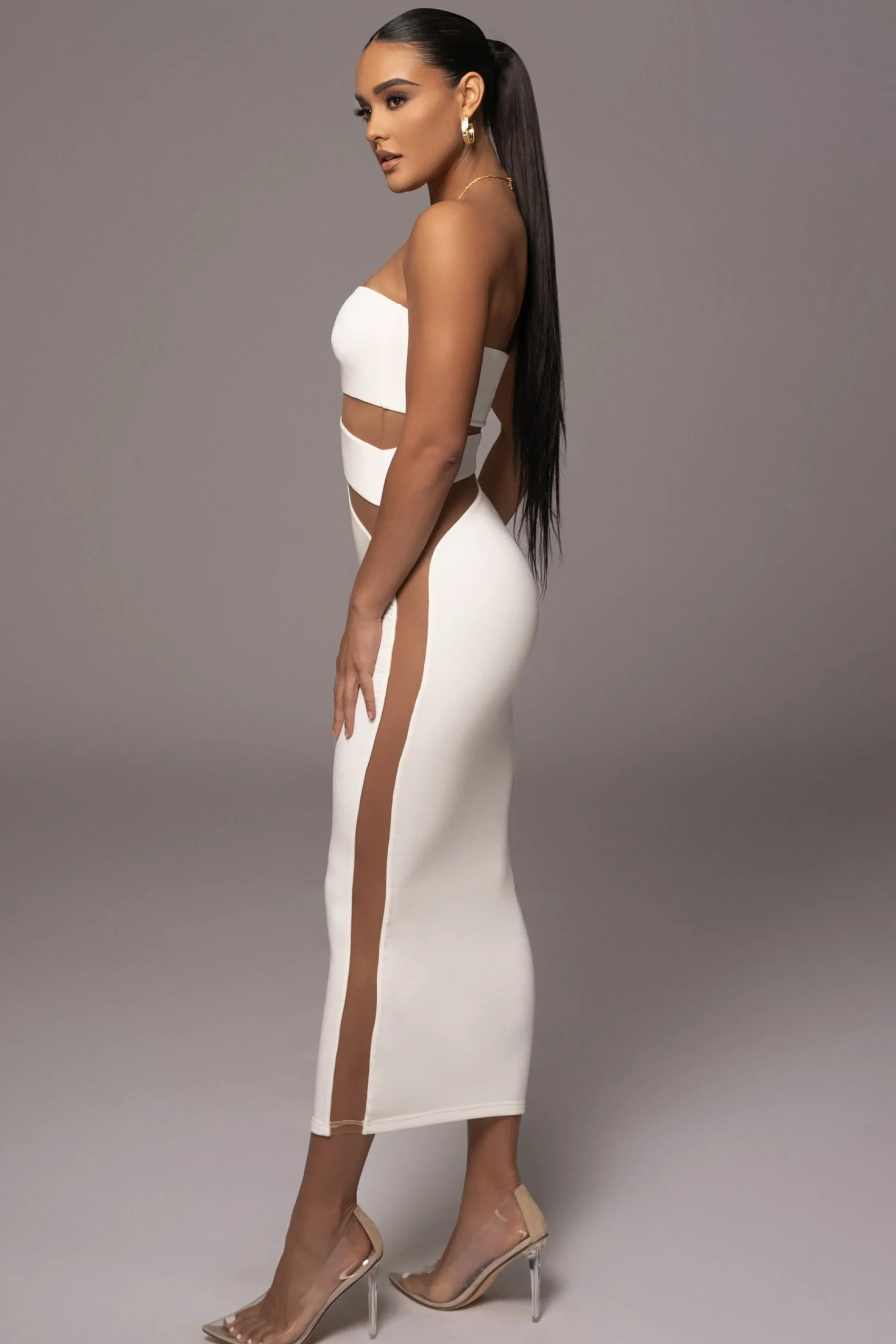 White Unpredictable Midi Dress*JLUXLABEL Outlet