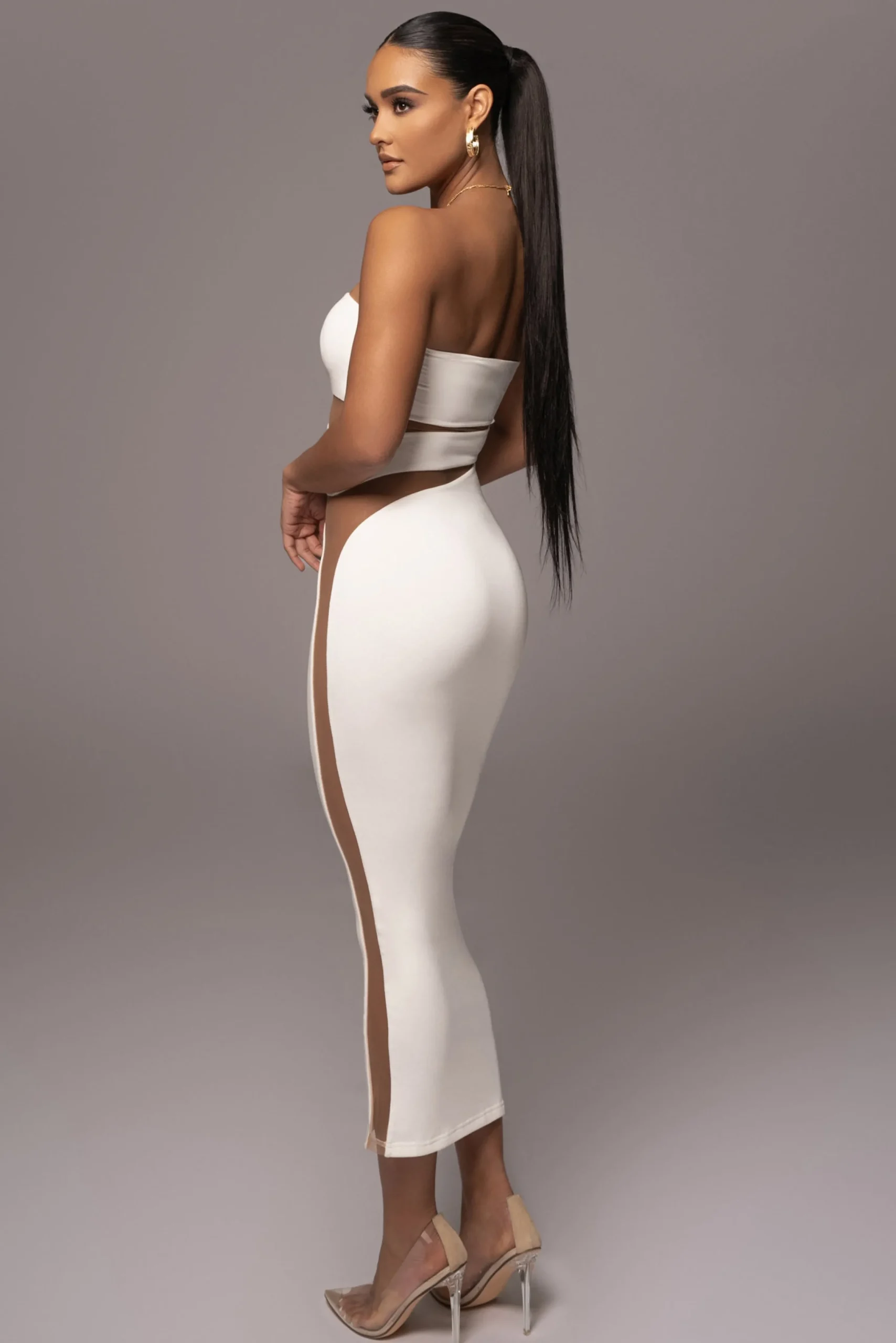 White Unpredictable Midi Dress*JLUXLABEL Outlet