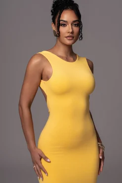 Yellow JLUXBASIX FRONT AND CENTER MAXI DRESS*JLUXLABEL Fashion
