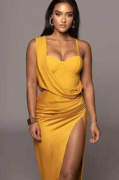Yellow KRISTIANA SLIT DRESS*JLUXLABEL Sale